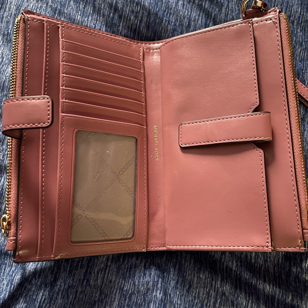 Pink Michael Kors Jet Set Double Zip Wristlet Phone Wallet - Picture 3 of 7